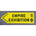 An AA and Royal Scottish Automobile Club 1938 Empire Exhibition Enamel Sign, in black letters on a