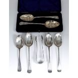 A Pair of William VI Silver and Silver Gilt "Berry" Spoons, and mixed silverware, the Berry spoons