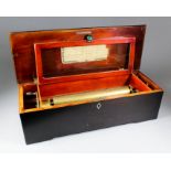 A Swiss Eight Air Musical Box, Late 19th Century, No. 3436, with 11.5ins single piece steel comb, in