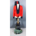 A British Army Officer's scarlet mess dress uniform of - waistcoat, red striped overalls, George