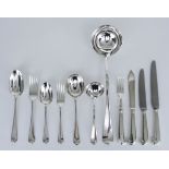 A George V Silver Hanoverian Pattern Table Servicefor twelve place settings, by Reid & Sons,