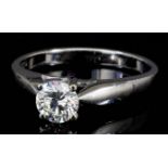 A Solitaire Diamond Ring, Modern, in 18ct white gold mount, set with a round brilliant cut