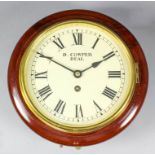 A Small Mahogany Cased Dial Wall Clock, the 8ins diameter painted metal dial signed "D. Cowper of