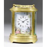 A French Oval Cased Carriage Clock, Late 19th/ early 20th Century, No. 144, the decorative enamel