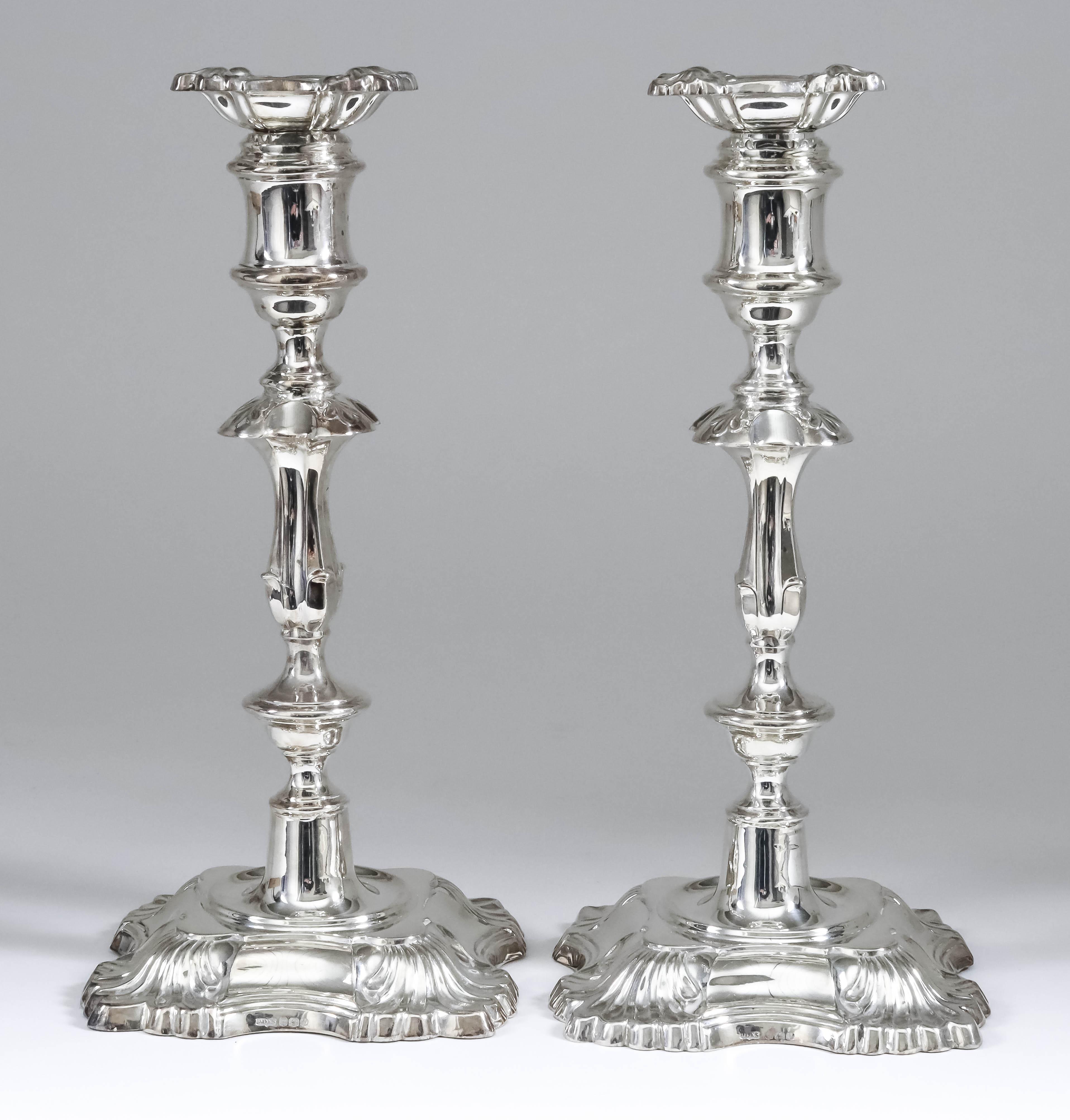 A Pair of Elizabeth II Silver Pillar Candlesticks, by John Dixon & Sons, Sheffield 1963, of 18th