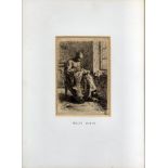 JEAN FRANCOIS MILLET (1814-1875) - Engraving - A woman sewing (La Couseuse), 4ins x 2.75ins, in gilt