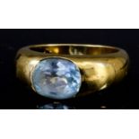 An Aquamarine Ring, Modern, by Criso, in 18ct gold mount, set with an oval facet cut aquamarine,