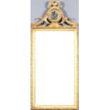 A Dutch Gilt Framed Rectangular Wall Mirror, 19th Century, the leaf and ribbon cresting with moulded