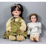 Two Armand Marseille Bisque Headed Dolls, No. 996 with closing blue eyes and open mouth showing