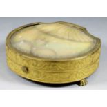 An Ormolu and Mother-of-Pearl Shell Shaped Etui, 19th Century, the shell engraved with a shield,