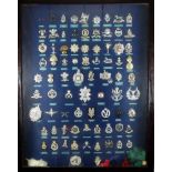 A collection of British Military cap badges, mounted in glazed case (78)