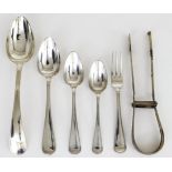 A Dutch Silver "Old English and Thread" Pattern Part Table Service, and mixed flatware, the part