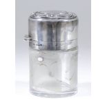 An Edward VII Glass and Silver Mounted Cylindrical Scent Bottle, by Levi & Salaman, Birmingham 1903,