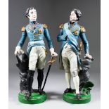 AFTER SYLVAIN KINSBERGER (1855-1935) - Pair of painted spelter figures - Nelson and Wellington, 15.