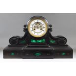 A French Black Marble Cased Mantel Clock, 19th Century, by S. Martie & Cie, No. 10225, the 4.75ins