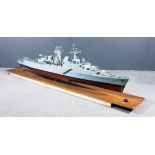 A Scratch Built Model of HMS Kent, by Sam Ludford, scale 1:72, 72ins x 17ins, cased, and a scratch