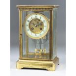A French Brass and Bevelled Glass Cased "Four Glass" Mantel Clock, by Japy Freres, No. 13313, the