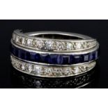 A Sapphire, Ruby and Diamond Full Eternity Ring, Modern, in silvery coloured metal mount, the