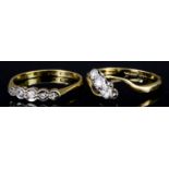 A Five Stone Diamond Ring and a Three Stone Diamond Ring, both in 18ct gold mounts, each set with