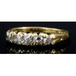 A Five Stone Diamond Ring, 20th Century, in 18ct gold mount, set with old cut diamonds,