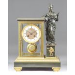 A French Gilt Brass and Bronzed metal "Four Glass" Mantel Clock, Late 19th Century, No. 1543, the