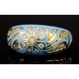 A Diamond and Turquoise Enamel Ring, Modern, in 18ct gold mount, pave set with diamonds in