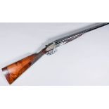 A 12 Bore Side by Side Ejector Shotgun by Holloway, Serial No. 23077, the 28ins blued steel