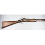 An 1873 .60 Calibre Snider Carbine, the 22ins plain steel barrel with elevating leaf sights