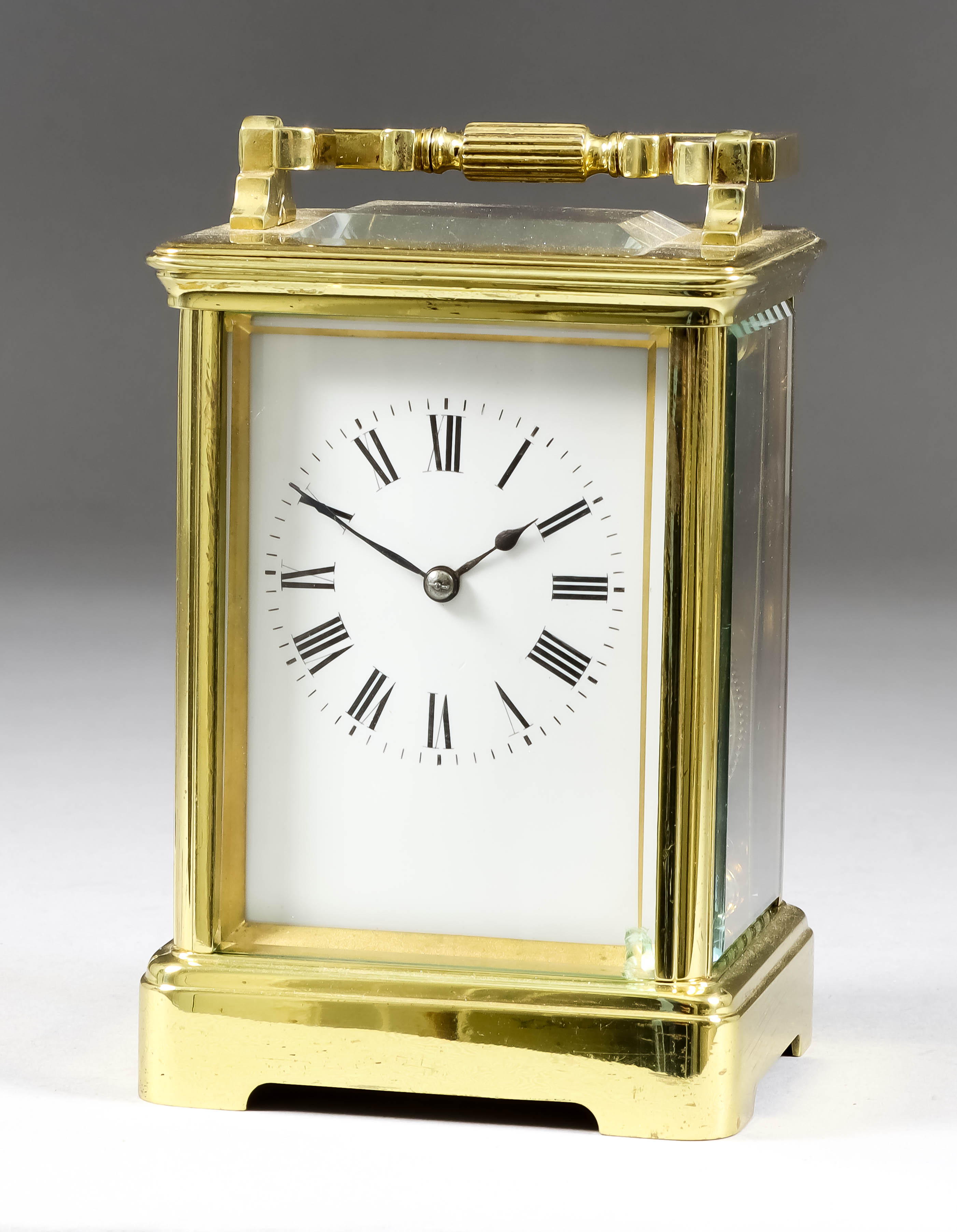 A French Carriage Clock, Late 19th / early 20th Century, No 4782, the white enamel dial with Roman