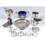 A Late Victorian Silver Circular Two-Handled Sugar Basket, and mixed silverware, the sugar basket by