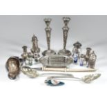 A Late George III Silver Oval Tea Pot Stand, and mixed silverware, the stand by Henry Chawner,