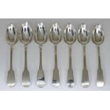 Four George III Scottish Silver Fiddle Pattern Tablespoons and Three Other Silver Fiddle Pattern