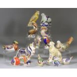 Fifteen Royal Crown Derby Bone China Paperweights Modelled as Animals and Birds, including - "Citron