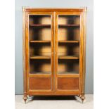 A Late 19th Century French Mahogany and Brass Mounted Bookcase, with brass galleried top inset