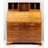 A George III Mahogany Bureau, now with later superstructure, fitted four pigeon holes and two