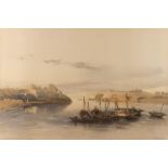 David Roberts (1796-1864) - Coloured lithograph - General view of Esouan and the island of