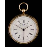 A Late Victorian 18ct Gold Cased Open Faced Centre Seconds Chronograph, case hallmarked 1879, No.