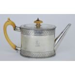 A Victorian Silver Oval Tea Pot of Neo Classical Design, by Thomas Parker, London 1875, with bead