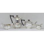 A George V Silver Rectangular Four Piece Tea Service, by John Round & Sons Ltd, Sheffield 1919, with