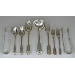 A Late George III Silver Kings Pattern Sauce Ladle, and mixed silver flatware, the sauce ladle by
