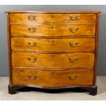 A George III Mahogany Serpentine Fronted Secretaire Chest, with moulded edge to top, the drawer