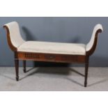 An Early 20th Century Mahogany Rectangular Duet Stool, of Neo-Classical design, with scroll ends,