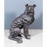 20th Century School - Bronze figure of a seated hound, 27.5ins high