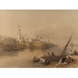 David Roberts (1796-1864) - Coloured lithograph - "View on the Nile - Ferry to Gizeh", 14ins x 19.