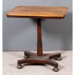A William IV Mahogany Rectangular Occasional Table, with moulded edge to top, on turned leaf