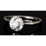 A Solitaire Diamond Ring, Modern, in 18ct white gold mount, set with a round brilliant cut