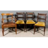 A George III Mahogany Dining Armchair and Three George III Mahogany Dining Chairs, the armchair with