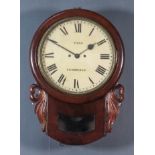 A Victorian Mahogany Cased Drop Dial Wall Clock, by Virgo of Sundridge, the 12ins diameter cream