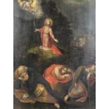 18th Century Continental School - Oil painting - Christ in the garden of Gethsemane, oak panel 14ins