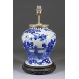 A Chinese Blue and White Porcelain Baluster Shaped Vase, 19th Century, decorated with two women